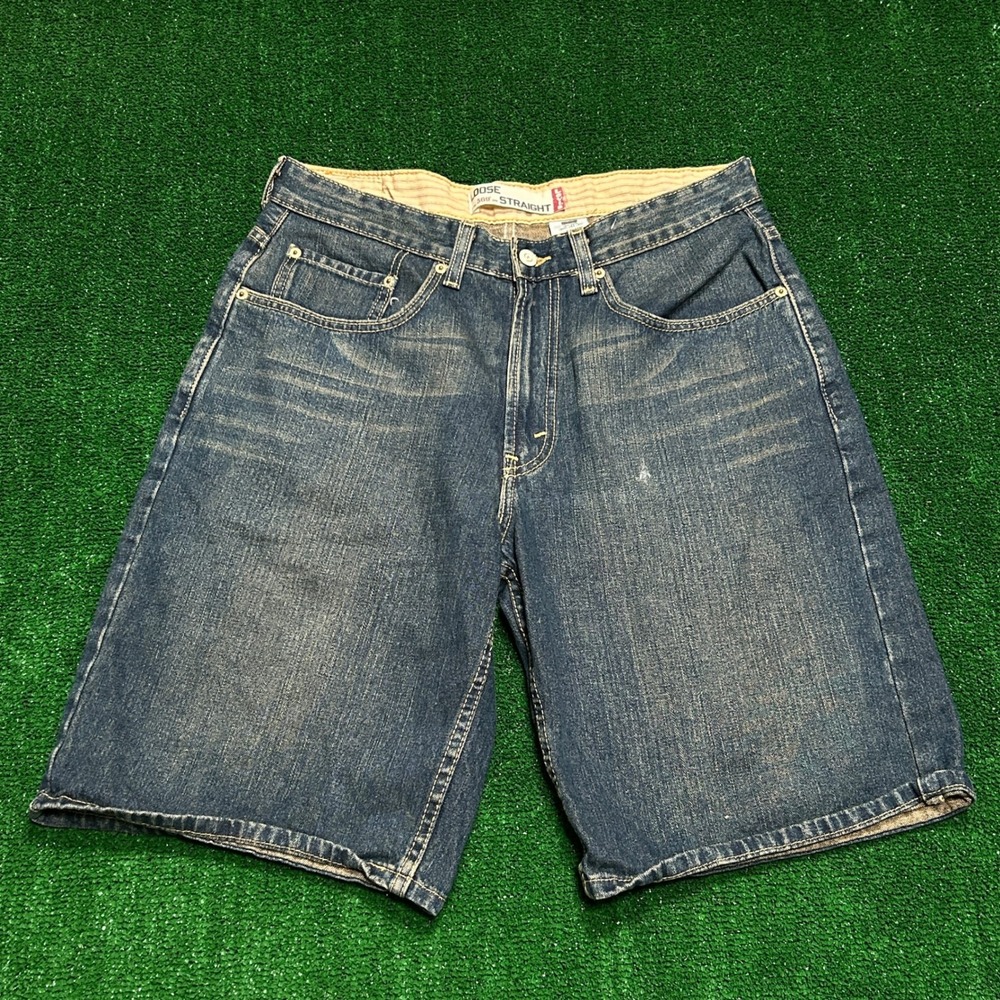 VTG Levi's 569 Loose Straight Shorts Men W31 Blue Denim Baggy Jorts Cotton